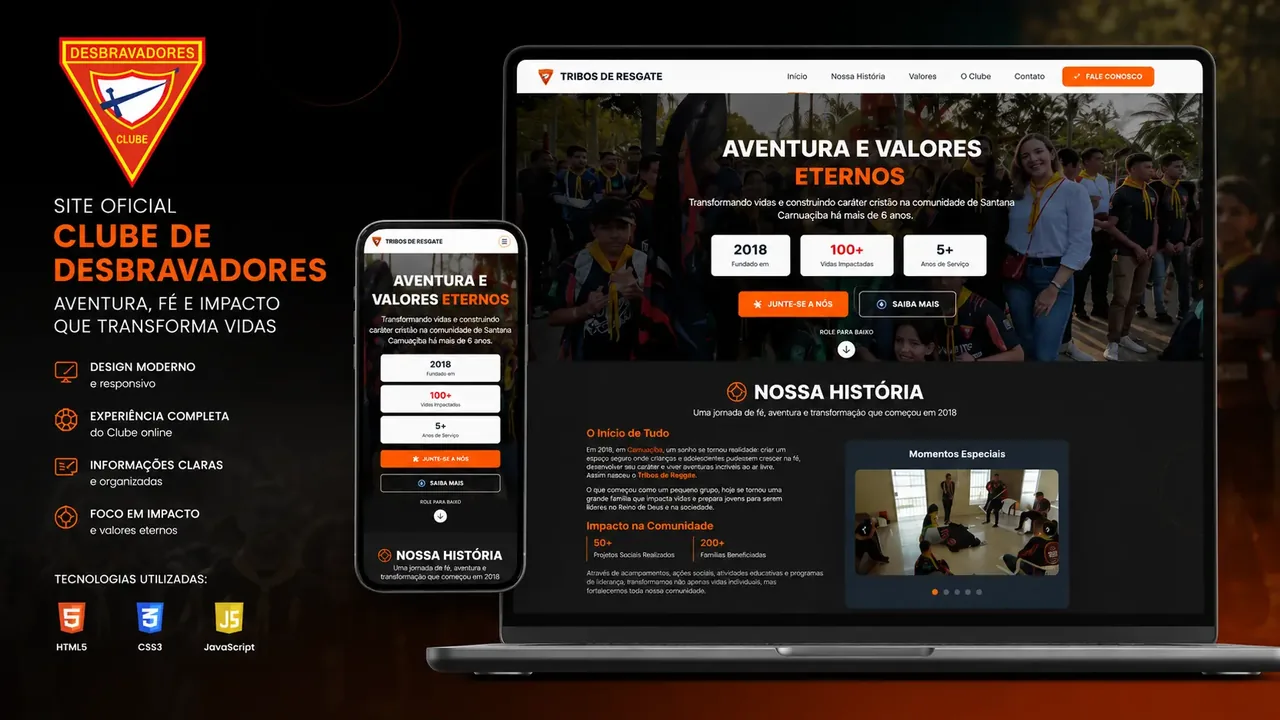 Site do Clube de Desbravadores Tribos de Resgate